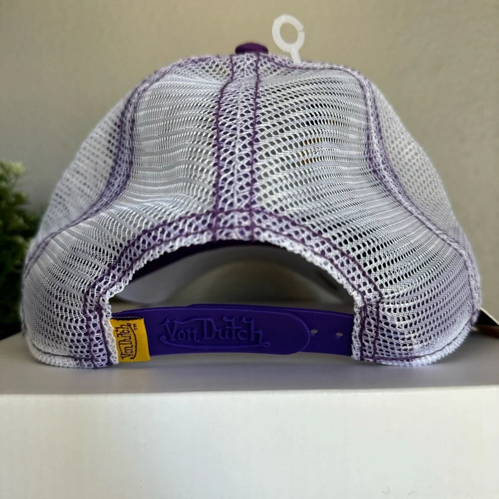 NWT VON DUTCH TWO TONE TRUCKER HAT UNISEX GOLD YELLOW/PURPLE SNAPBACK Y2K‎
